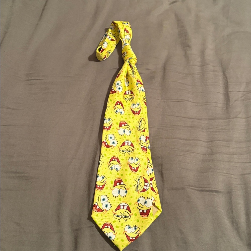 Nickelodeon Yellow Kids Tie with Cartoon Characters